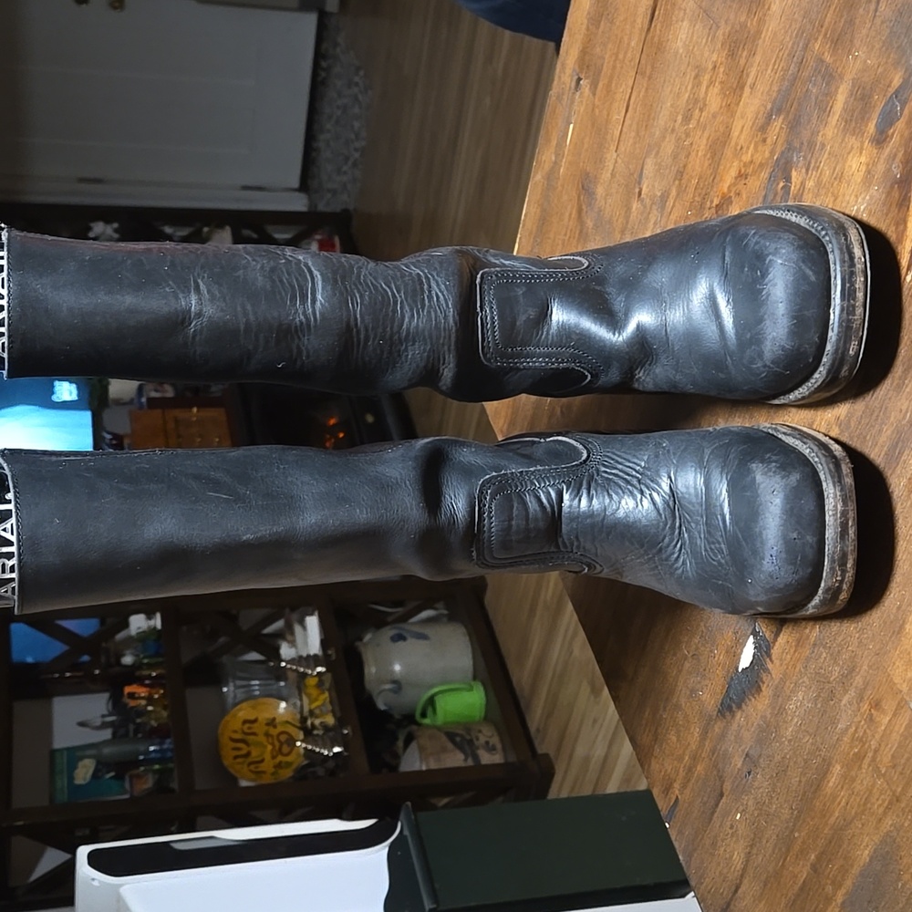 Frye Y2K Black Saddle Leather Campus Boots Womens Size 8.5 Made USA Retro Moto - Picture 8 of 14